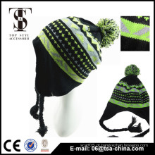 Bonito pom pom beanie livra jacquard chapéu beanie